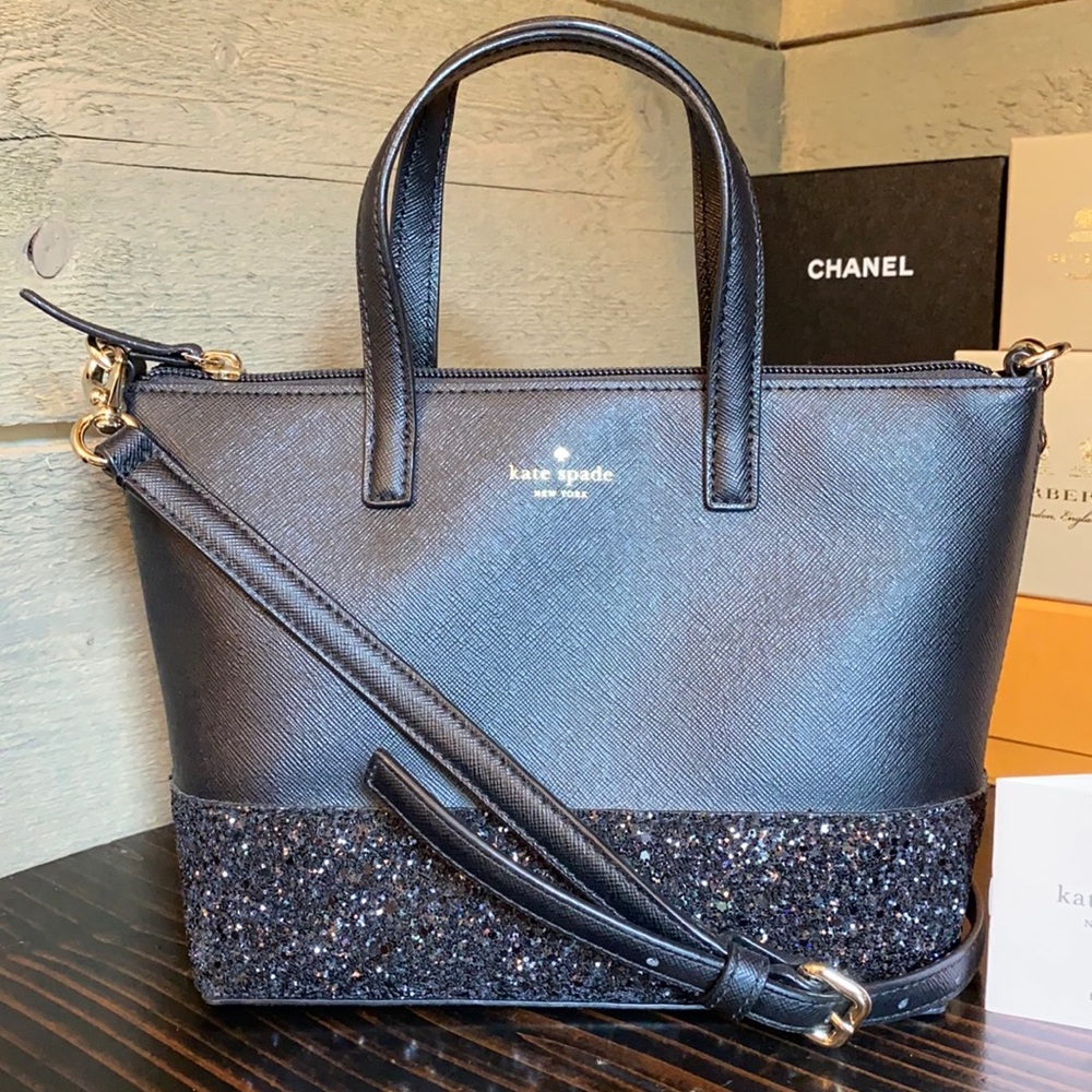 Kate Spade Black and Glitter Crossbody Bag